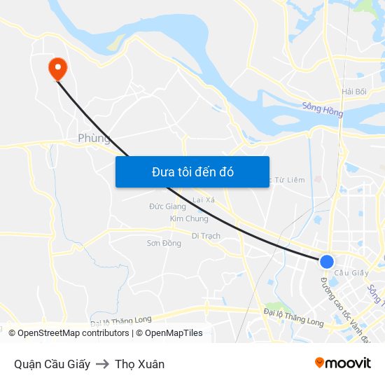 Quận Cầu Giấy to Thọ Xuân map