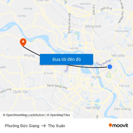 Phường Đức Giang to Thọ Xuân map