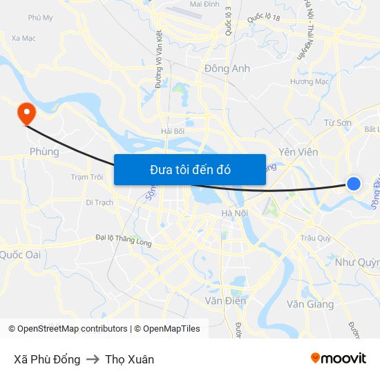 Xã Phù Đổng to Thọ Xuân map