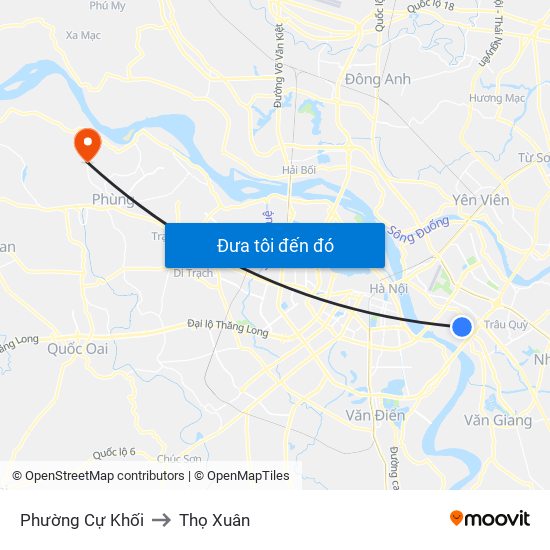 Phường Cự Khối to Thọ Xuân map