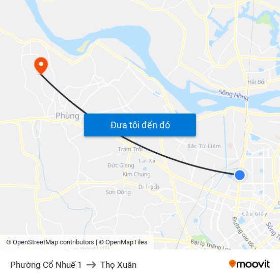 Phường Cổ Nhuế 1 to Thọ Xuân map