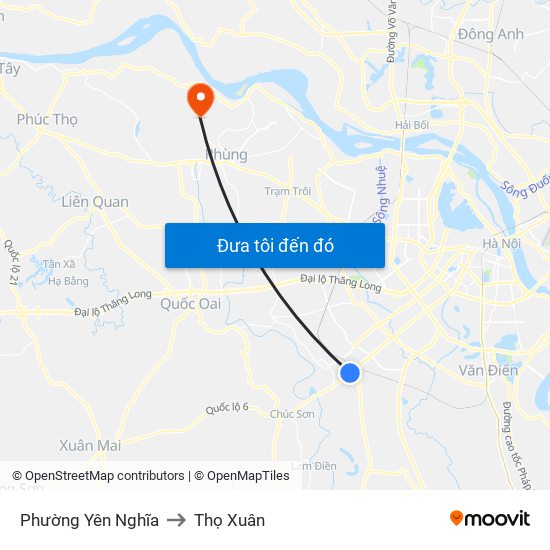 Phường Yên Nghĩa to Thọ Xuân map