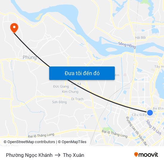 Phường Ngọc Khánh to Thọ Xuân map