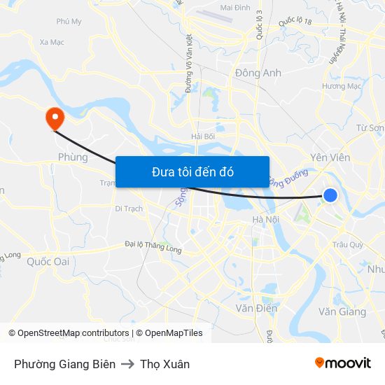 Phường Giang Biên to Thọ Xuân map