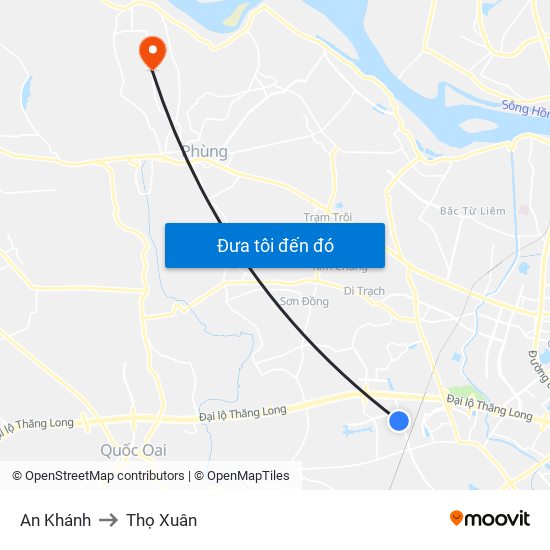 An Khánh to Thọ Xuân map