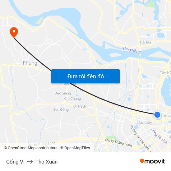 Cống Vị to Thọ Xuân map