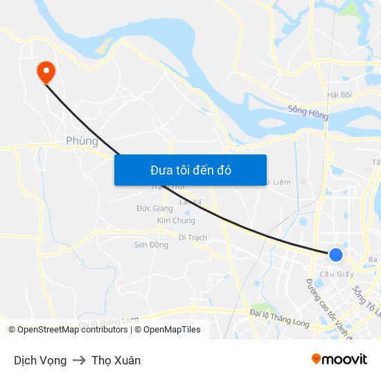 Dịch Vọng to Thọ Xuân map