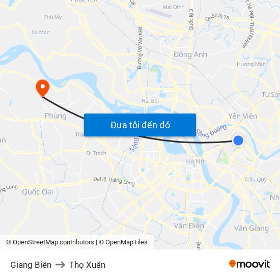Giang Biên to Thọ Xuân map
