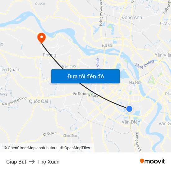 Giáp Bát to Thọ Xuân map