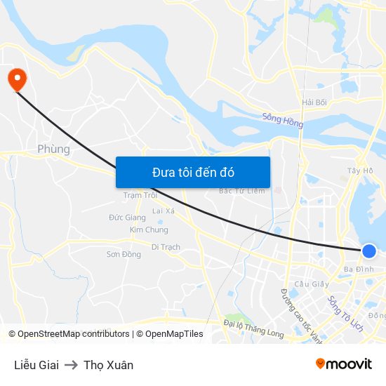 Liễu Giai to Thọ Xuân map