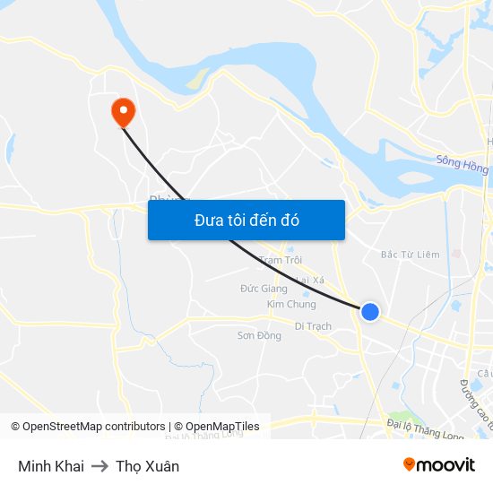 Minh Khai to Thọ Xuân map