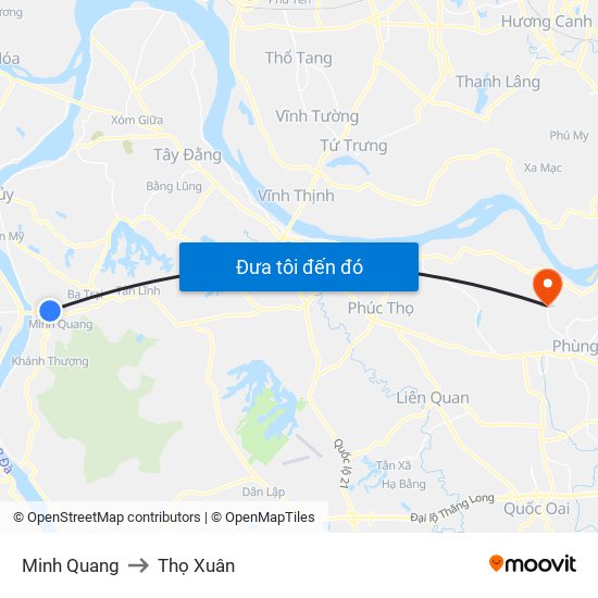 Minh Quang to Thọ Xuân map