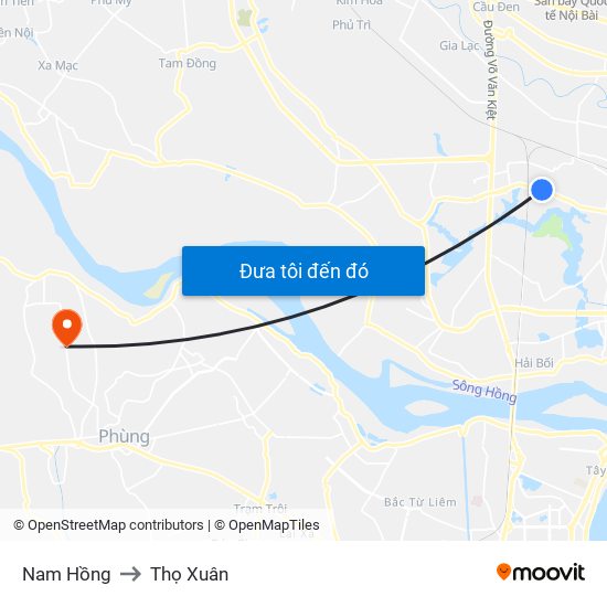 Nam Hồng to Thọ Xuân map