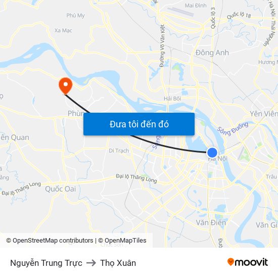 Nguyễn Trung Trực to Thọ Xuân map
