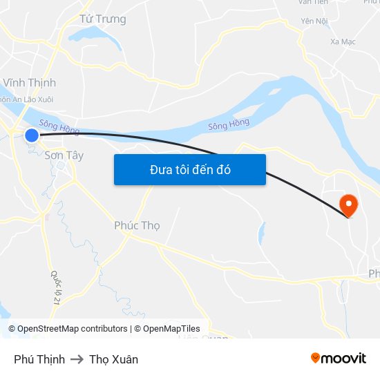 Phú Thịnh to Thọ Xuân map