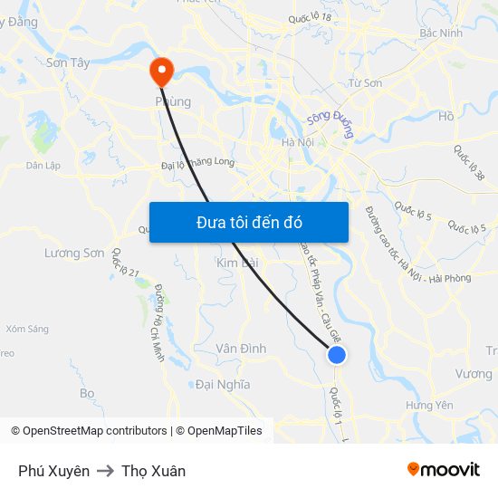 Phú Xuyên to Thọ Xuân map