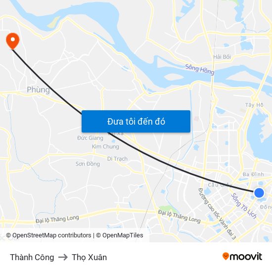 Thành Công to Thọ Xuân map