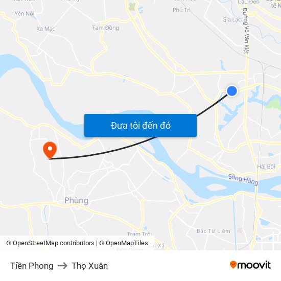Tiền Phong to Thọ Xuân map