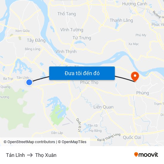 Tản Lĩnh to Thọ Xuân map