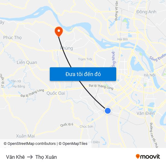Văn Khê to Thọ Xuân map