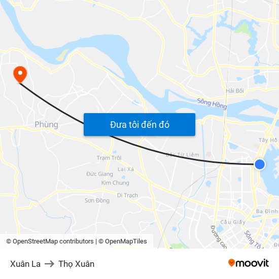 Xuân La to Thọ Xuân map
