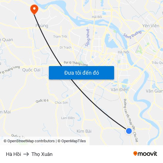 Hà Hồi to Thọ Xuân map