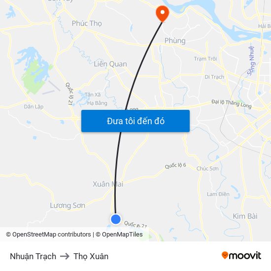 Nhuận Trạch to Thọ Xuân map