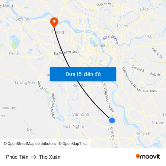 Phúc Tiến to Thọ Xuân map