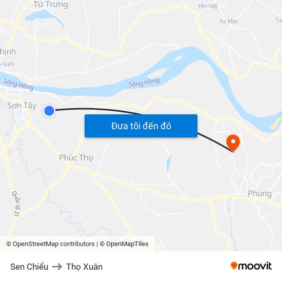 Sen Chiểu to Thọ Xuân map