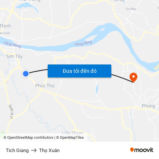 Tích Giang to Thọ Xuân map