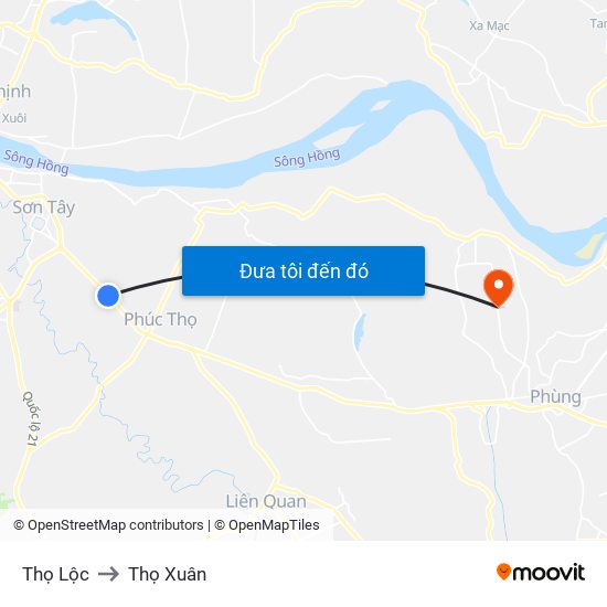 Thọ Lộc to Thọ Xuân map