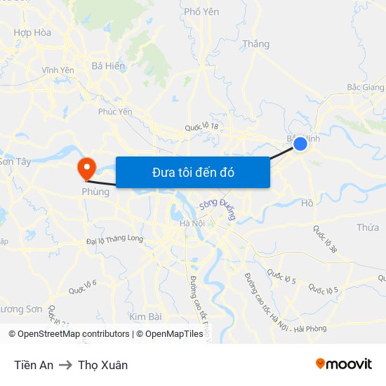 Tiền An to Thọ Xuân map