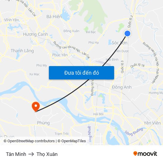 Tân Minh to Thọ Xuân map