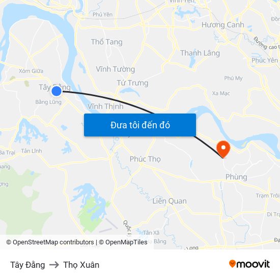 Tây Đằng to Thọ Xuân map