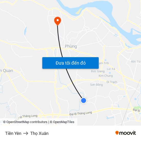 Tiền Yên to Thọ Xuân map