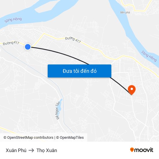 Xuân Phú to Thọ Xuân map