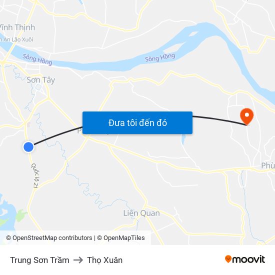 Trung Sơn Trầm to Thọ Xuân map