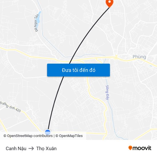 Canh Nậu to Thọ Xuân map