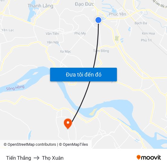 Tiến Thắng to Thọ Xuân map