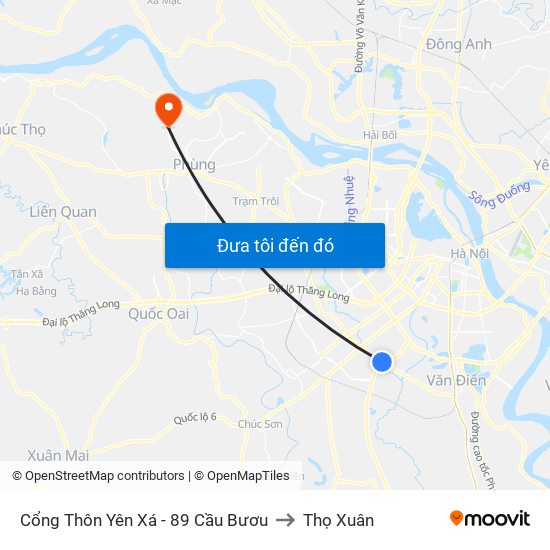 Cổng Thôn Yên Xá - 89 Cầu Bươu to Thọ Xuân map
