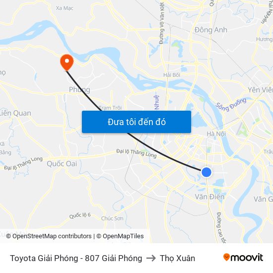 Toyota Giải Phóng - 807 Giải Phóng to Thọ Xuân map