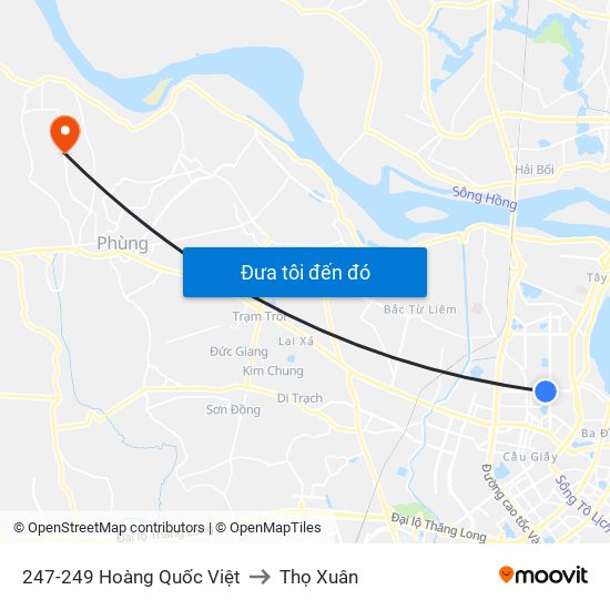 247-249 Hoàng Quốc Việt to Thọ Xuân map