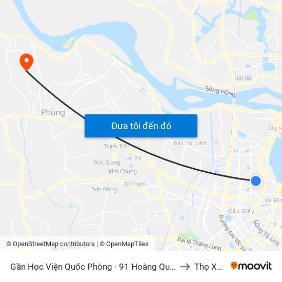 Gần Học Viện Quốc Phòng - 91 Hoàng Quốc Việt to Thọ Xuân map
