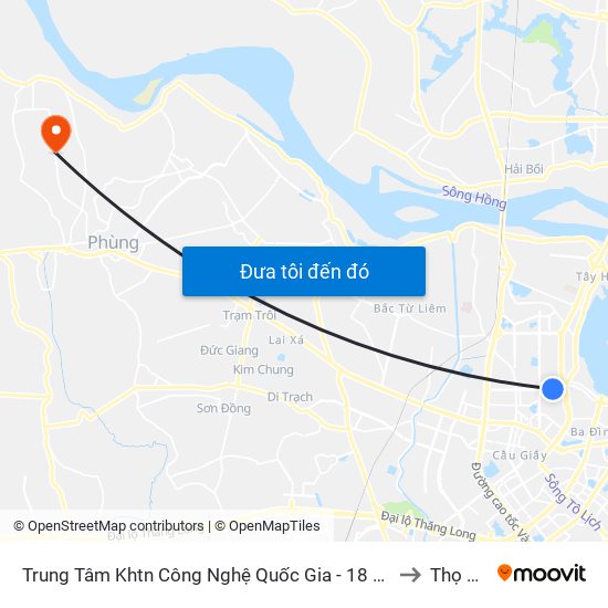Trung Tâm Khtn Công Nghệ Quốc Gia - 18 Hoàng Quốc Việt to Thọ Xuân map