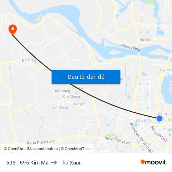 593 - 595 Kim Mã to Thọ Xuân map