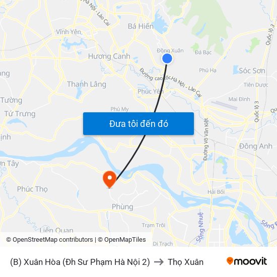 (B) Xuân Hòa (Đh Sư Phạm Hà Nội 2) to Thọ Xuân map