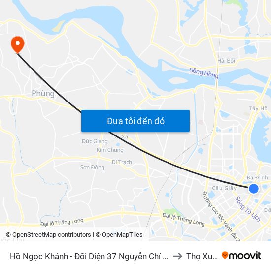 Hồ Ngọc Khánh - Đối Diện 37 Nguyễn Chí Thanh to Thọ Xuân map