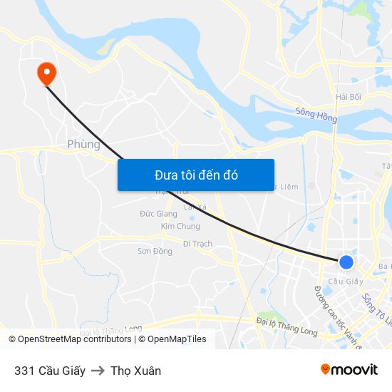 331 Cầu Giấy to Thọ Xuân map