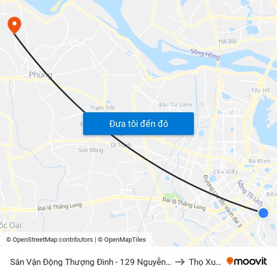 Sân Vận Động Thượng Đình - 129 Nguyễn Trãi to Thọ Xuân map
