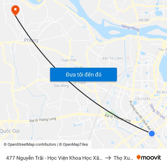 477 Nguyễn Trãi - Học Viện Khoa Học Xã Hội to Thọ Xuân map